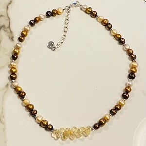 Vintage RARE KARL LAGERFELD Chocolate / Golden / Cream Tahitian Pearl Necklace